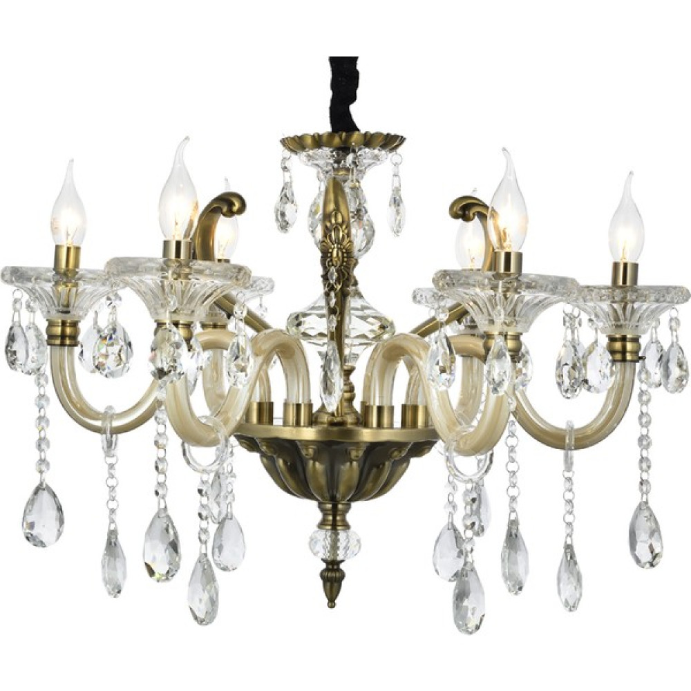 Lampa Lux Metal Gövdeli Klasik 6 Kollu Cam Avize Antik Sarı 65CM - 6'lı Avize Fiyatı