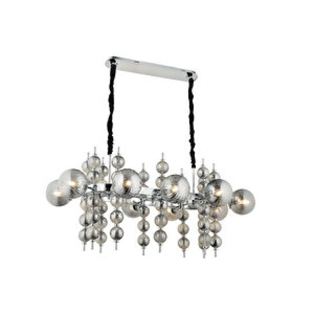 LampaLuce Lampaluce Regina Modern Salon Avizesi Yemek Masası Üzeri 10'lu Krom 70x100cm Avize Fiyatı