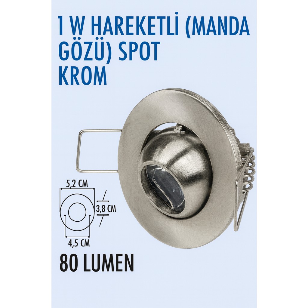 Lampist 1W Hareketli Manda Gözü Krom Spot 6500K 6500K Diğer Fiyatı
