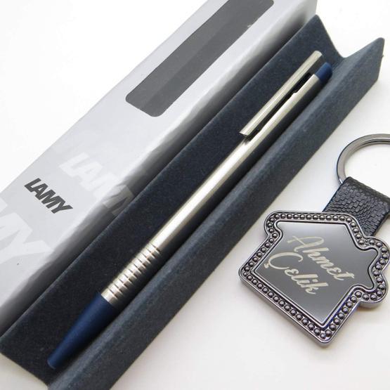 Lamy 205-M Paslanmaz Çelik Mavi Logo Tükenmez Kalem