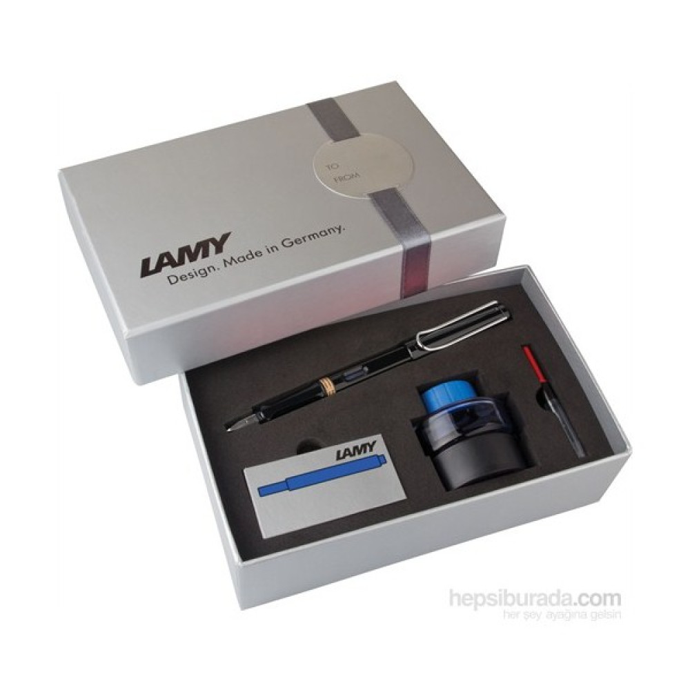 Lamy D.Kalem Safari Mür+Kartuş+Pis.P.Siyah 19Sds-M - Parlak Siyah Dolma Kalem Fiyatı