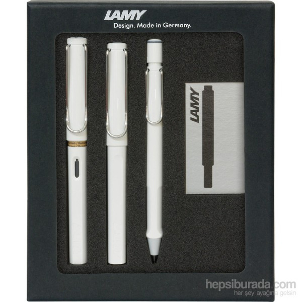 Lamy Safari 3’lü Kalem Seti Beyaz TB3-19BDRV - Parlak Beyaz Jel Mürekkepli (Roller) Kalem Fiyatı