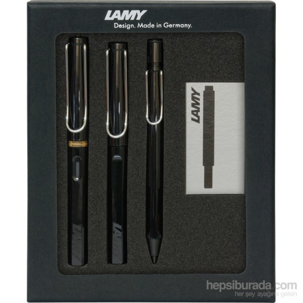 Lamy Safari 3’lü Kalem Seti Siyah TB3-19SDRV - Parlak Siyah Jel Mürekkepli (Roller) Kalem Fiyatı
