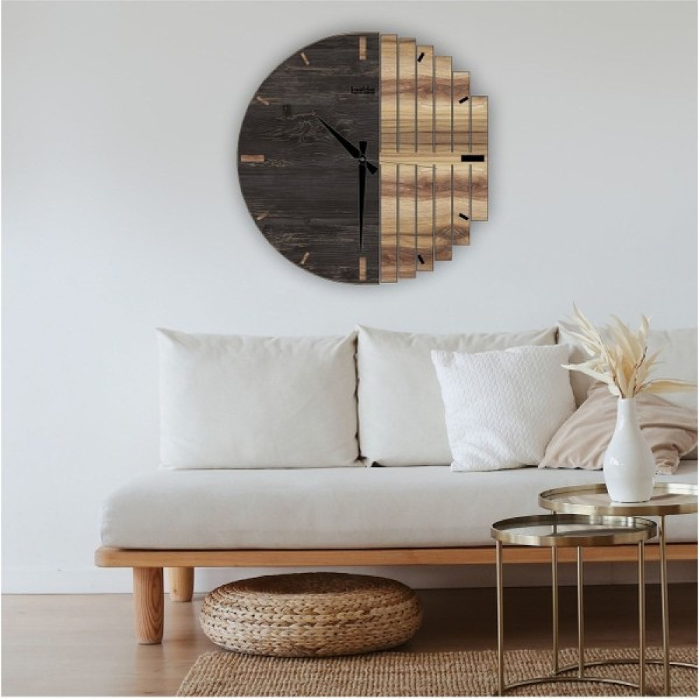 Landi Work Yuvarlak Ahşap Modern Duvar Saati, Ahşap Salon Duvar Saati, Duvar Saati, 42CM Retro Kahverengi 42 x - 1 cm Dekoratif Saat Fiyatı
