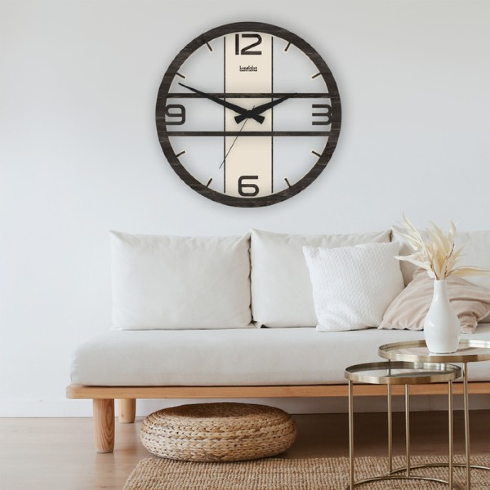LandiWork Ahşap Duvar Saati, Sessiz Mekanizmalı Duvar Saati, Yuvarlak Duvar Saati - Bej - 39 x 39 cm Dekoratif Saat Fiyatı