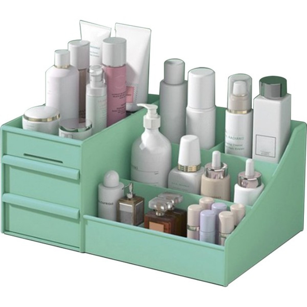Landu 2 Katmanlı Çekmeceli Çok Amaçlı Makyaj Organizatör - Yeşil (Yurt Dışından) - Masaüstü Organizer - 15x27x27cm Ofis Seti Fiyatı