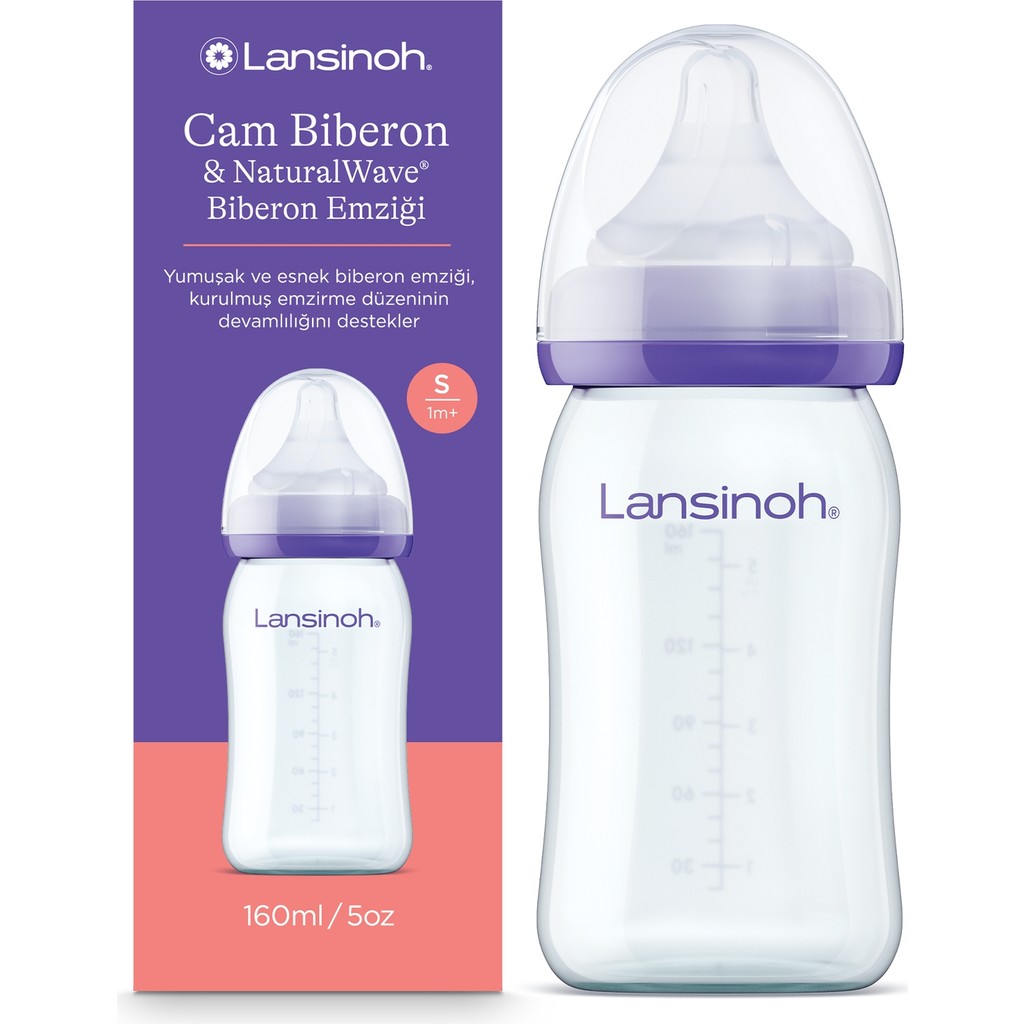 Lansinoh 160 ml Cam Biberon & NaturalWave® Biberon Emziği (1 Ay+) Biberon Fiyatı