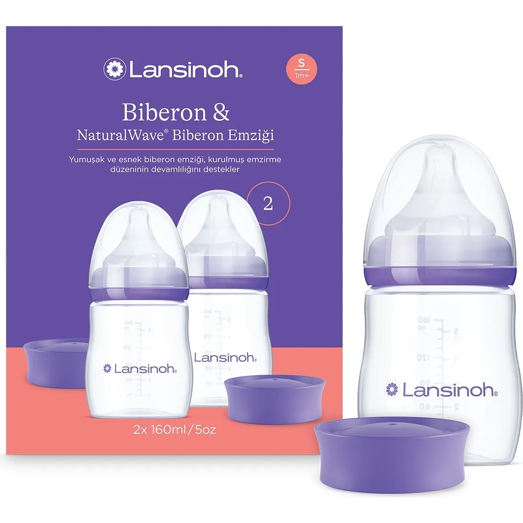 Lansinoh 2 X 160 ml Biberon & NaturalWave® Biberon Emziği (1 Ay+) - Beyaz Biberon Fiyatı