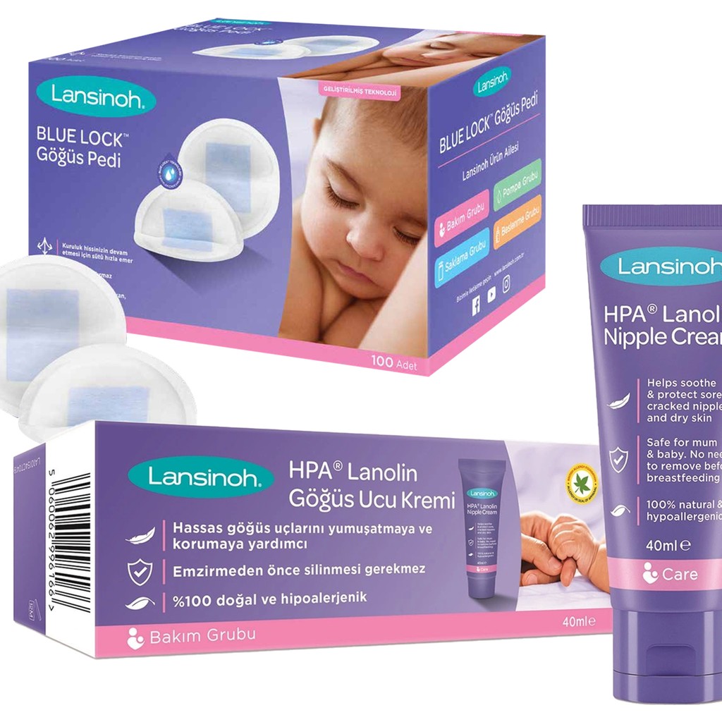 Lansinoh Göğüs Ucu Kremi 40ML + Blue Lock Göğüs Pedi 100 Adet Meme Ucu Kremi Fiyatı