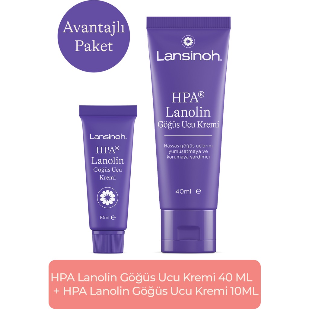Lansinoh HPA Lanolin Göğüs Ucu Kremi 40 ml + 10 ml Set Doğal İçerik ile Hassas Göğüs Uçları Koruma Meme Ucu Kremi Fiyatı