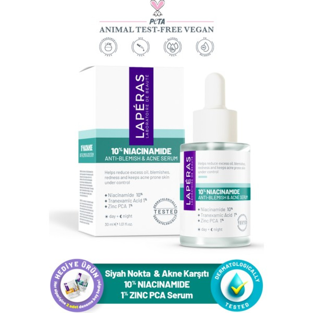 Laperas Akne ve Sivilce Karşıtı, Gözenek Sıkılaştırıcı %10 Niacinamide + %1 Tranexamic Acid + %1 Zinc Pca Serum Anti-Aging / Yaşlanma Karşıtı Fiyatı