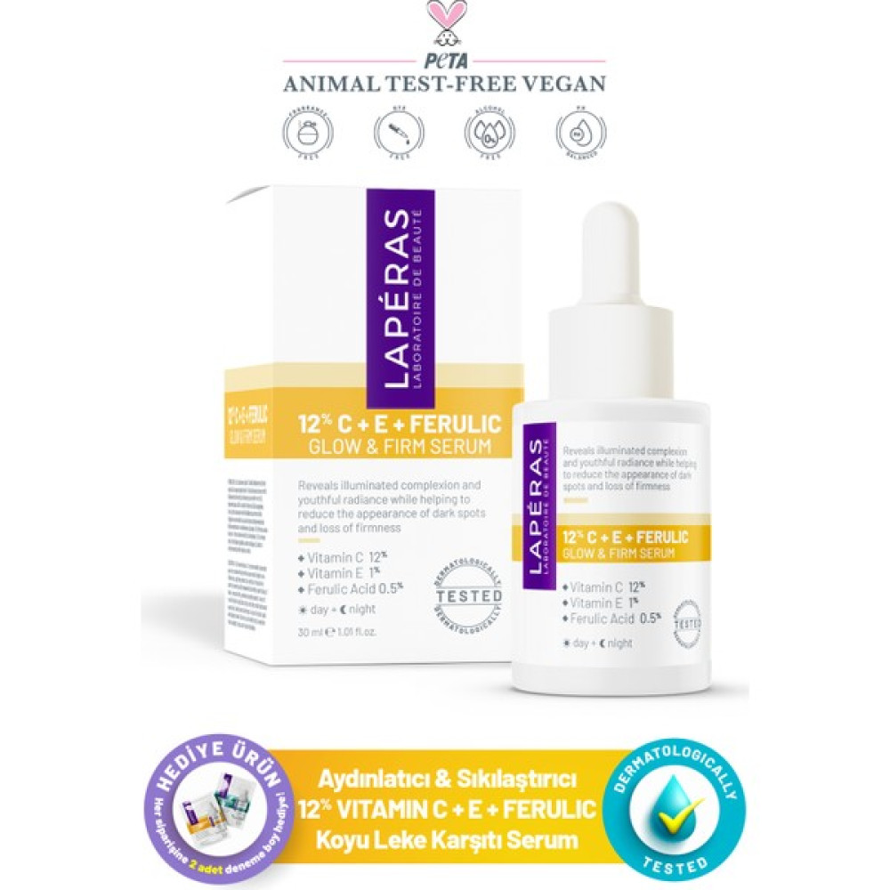 Laperas C Vitamini 12% C E Ferulic Aydınlatıcı Sıkılaştırıcı Ton Eşitleyici Vitaminli Yüz Cilt Serumu Anti-Aging / Yaşlanma Karşıtı Fiyatı