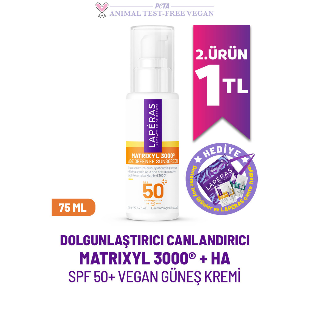 LAPERAS Matrixyl 3000® Peptides Spf 50 Dolgunlaştırıcı Canlandırıcı Hyaluronic Vegan Yüz Güneş Kremi 75ml Güneş Kremleri ve Losyonları Fiyatı