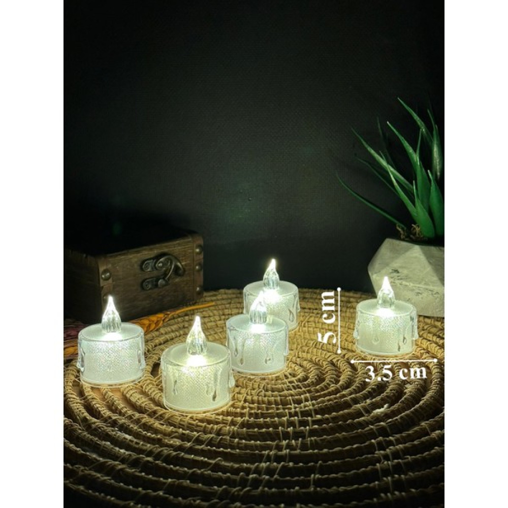 Lapidaria Titreyen Alevli Kristal Erimiş LED Mum 3'lü Hareket Alevli Eriyen Yapay Mum Pilli LED - 5 Adet - Beyaz Dekoratif Mum Fiyatı