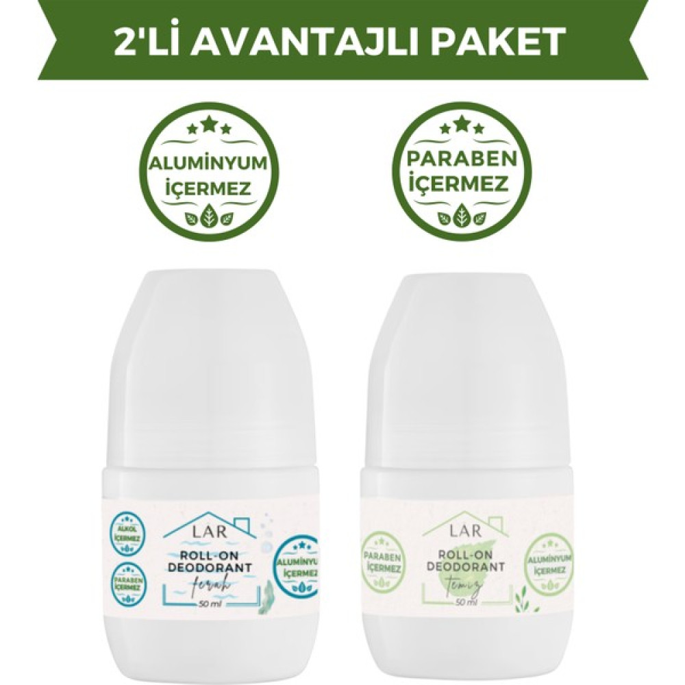 Lar Herbal Alüminyum ve Paraben İçermeyen Vegan Unisex Ferah ve Temiz Kokulu Roll-on Deodorant 2li Avantajlı Paket 50ml Deodorantlar Fiyatı