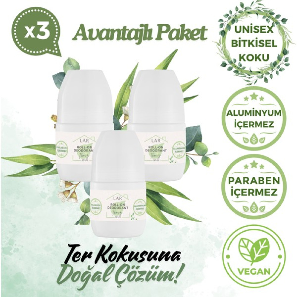 Lar Herbal Alüminyumsuz Parabensiz Vegan Unisex Temiz Kokulu Roll-on Deodorant 3lü Avantajlı Paket 50ml Oto Boyaları Fiyatı