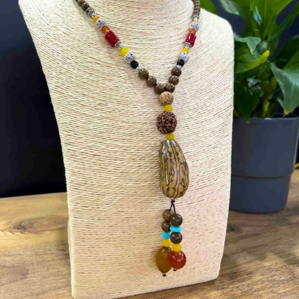 Lara Karma Özel Tasarım Mala Kolye - Kırmızı - Turuncu - Sarı - Karışık Bijuteri Kolye Fiyatı
