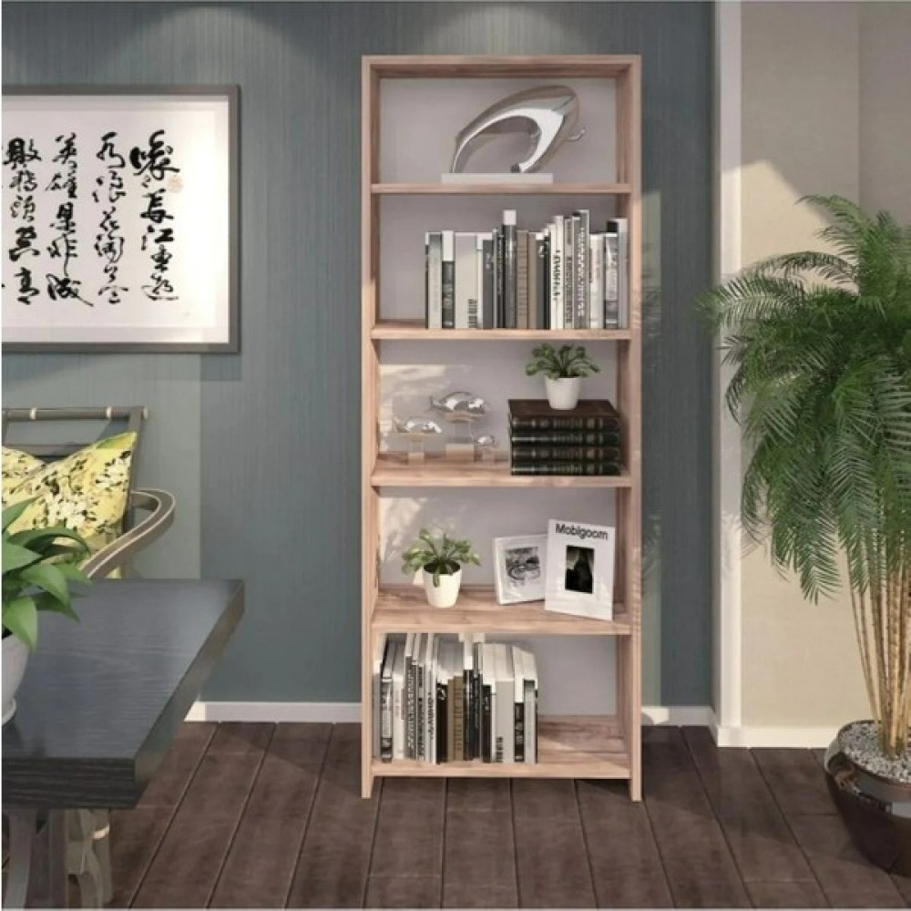 Larem Mobilya Ares Ceviz Renk 5 Raflı Modern Kitaplık Dosya Kitap Rafı Ofis Ev Rafı Kitap Rafı Ares Kitaplık Fiyatı