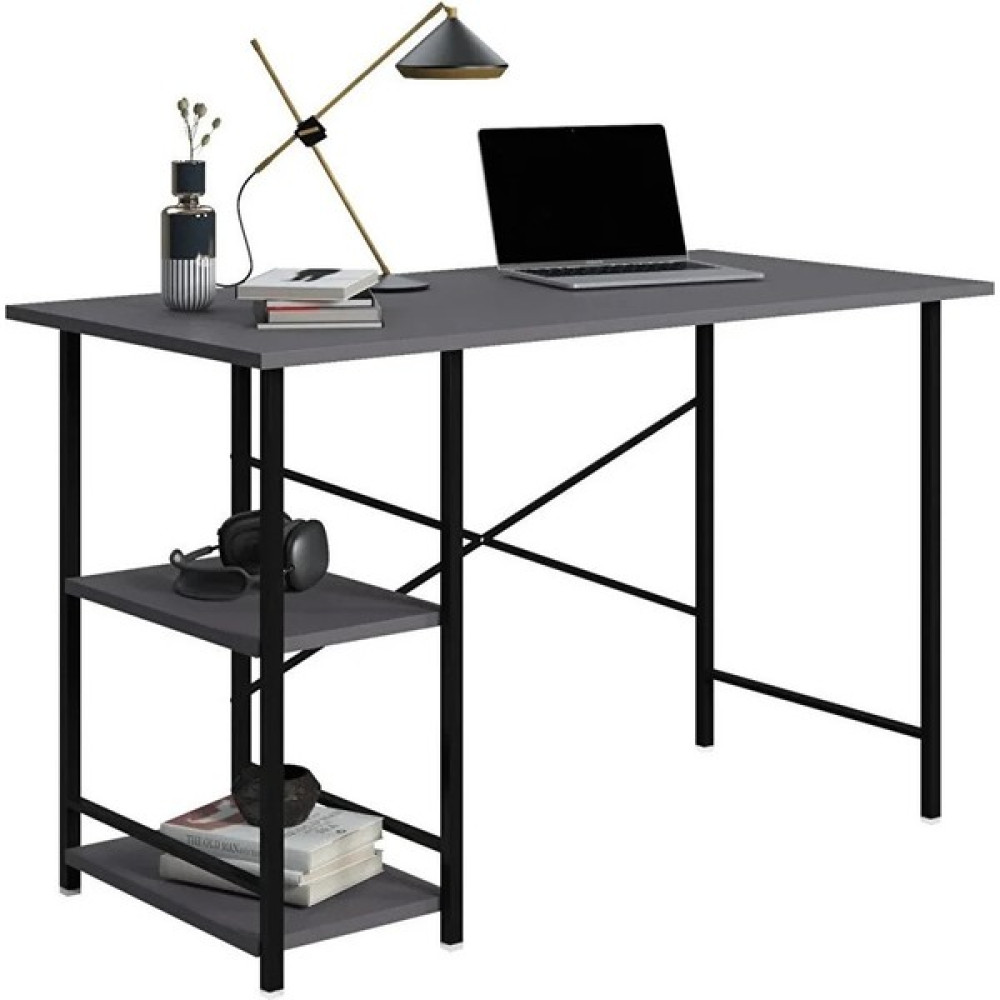 Larem Mobilya Metal Çalışma Masası 2 Raflı Laptop Bilgisayar Masası Ofis Ders Yemek Çocuk Masası - 60X120X73 - Gri - Antrasit Çalışma Masası Fiyatı