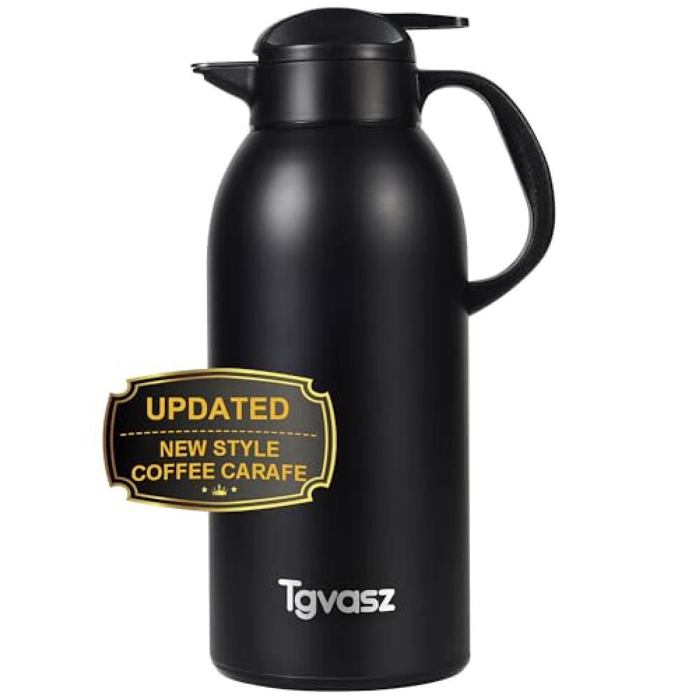 Large and Heavy Thermal Coffee Carafe 102 oz,Fullness Water is 7.3 LB - 18 Hours Hot, Insulated Carafe for Hot Liquids, Insulated Coffee Carafes For Keeping Hot for Parties -Tea Carafe Flask(black)