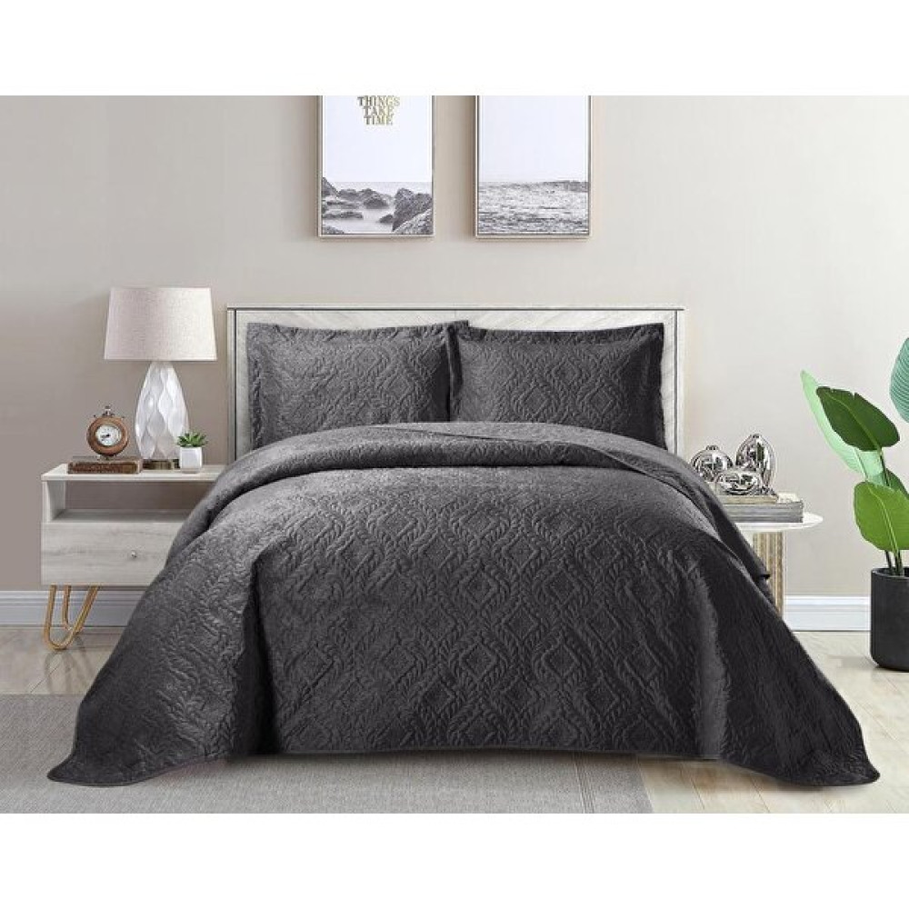 Laris Süet Çift Kişilik Kapitone Yatak Örtüsü Antrasit 260X240 - 260 x 240 cm Yatak Örtüsü Fiyatı