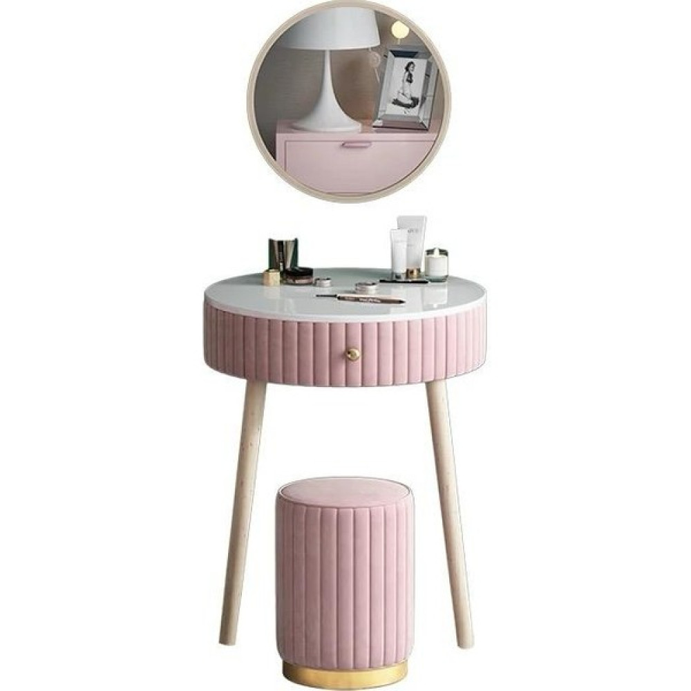 Larissa Design Makyaj Masası ve Puf (Ayna Hariç) - Pembe Dresuar / Makyaj Masası Fiyatı