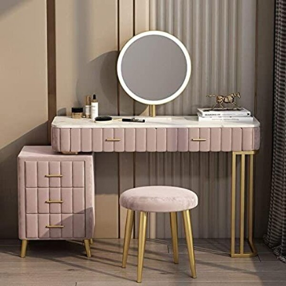 Larissa Design Makyaj Masası ve Puf - Pembe Dresuar / Makyaj Masası Fiyatı
