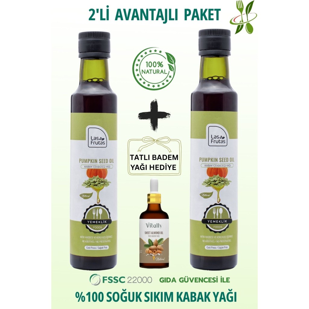 Las Frutas Yemeklik Kabak Çekirdeği Yağı 250 ml 2’li – Soğuk Sıkım, Çok Amaçlı, Saf & Doğal Bitkisel Yağlar Fiyatı