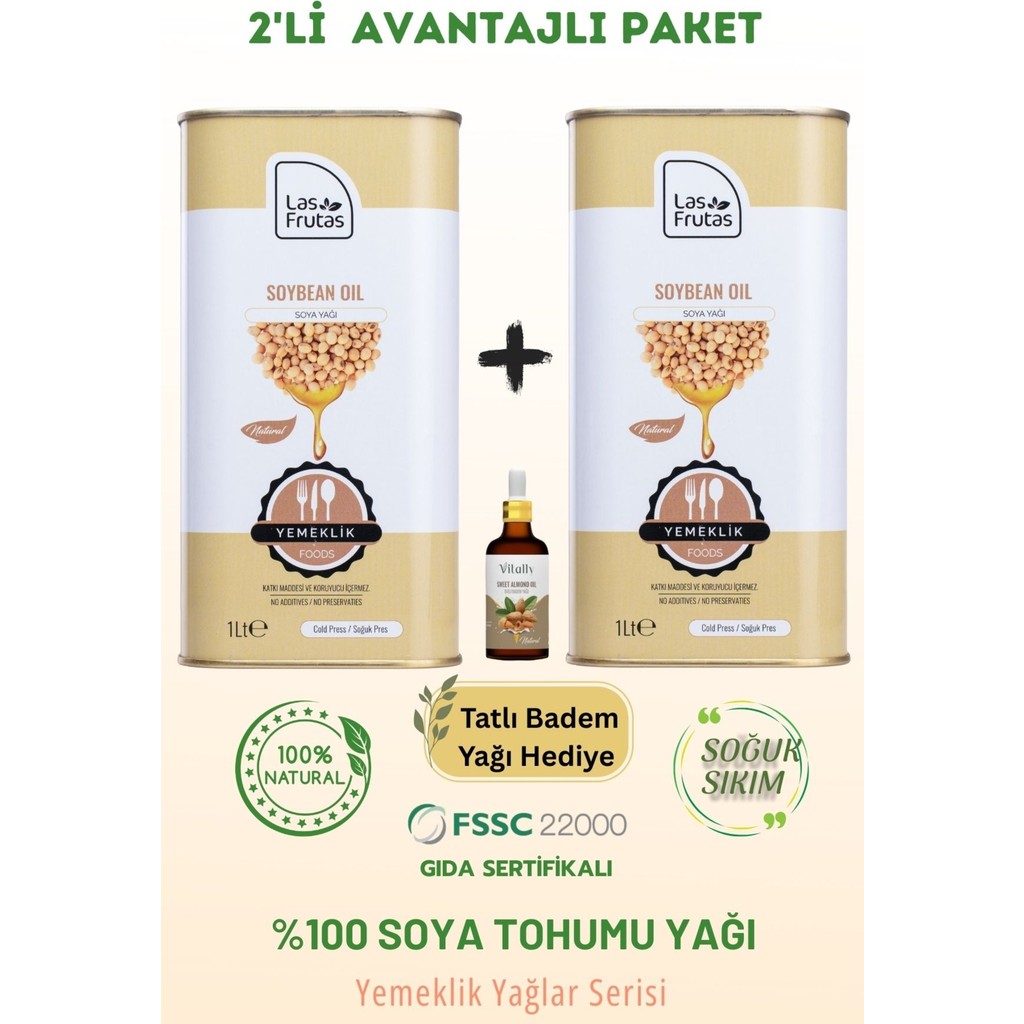 Las Frutas Yemeklik Soya Yağı 1 Litre 2'li – Soğuk Sıkım, Çok Amaçlı, Saf & Doğal - 1 lt Bitkisel Yağlar Fiyatı