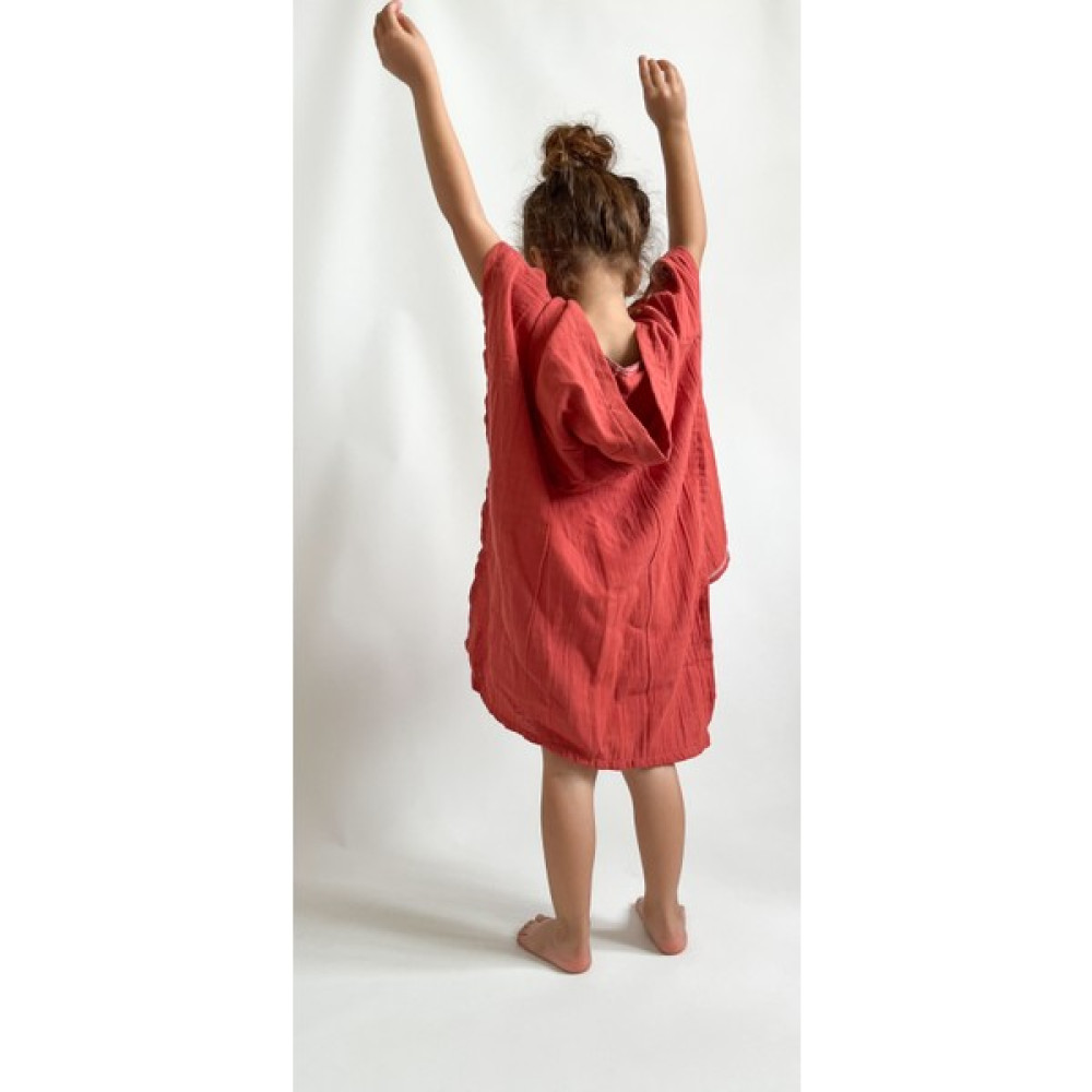 Las Vivas Kids Müslin Çocuk Pançosu, Bebek Plaj Havlusu, Deniz Havuz Bornozu, Unisex Havlu - Kiremit - 1 - 3 Yaş Bebek Banyo-Tuvalet Fiyatı