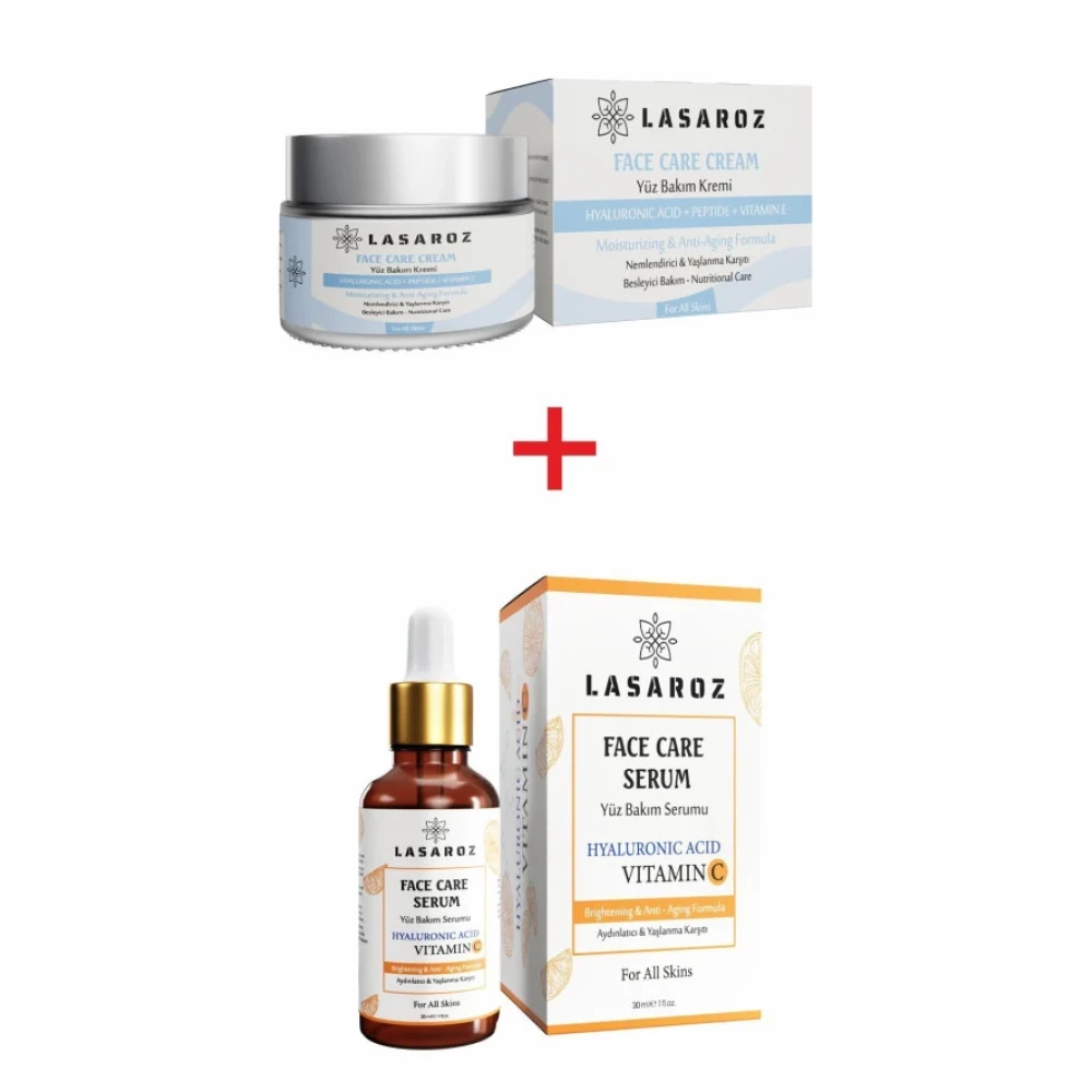 Lasaroz Yüz Bakım Kremi Hyaluronic Acid Peptide Vitamin E 50 Ml + Lasaroz Yüz Bakım Serumu Hyaluronic Acid Vitamin C 30 Ml Nemlendiriciler Fiyatı