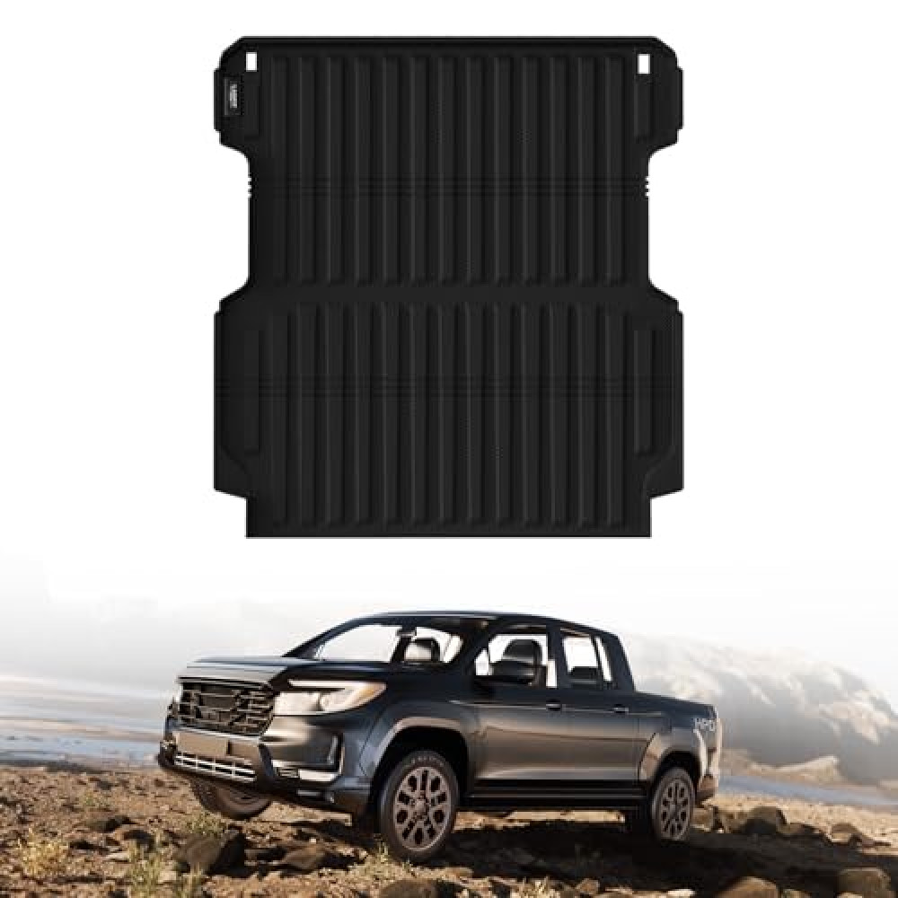 LASFIT Truck Bed Mat for Honda Ridgeline 2025 2024 2023 2022 2021 2020 2019 2018 2017 5.3FT (64.0 in) Bed Mat, TPE All Weather Custom Fit Truck Cargo Bed Liner, Black