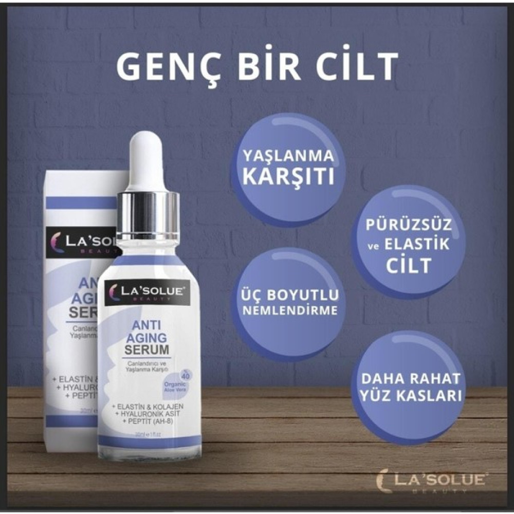 La'Solue Lasolue Antı Agıng & + Hyaluronik Asit + Peptit (Ah-8) 30 ml Serum Anti-Aging / Yaşlanma Karşıtı Fiyatı