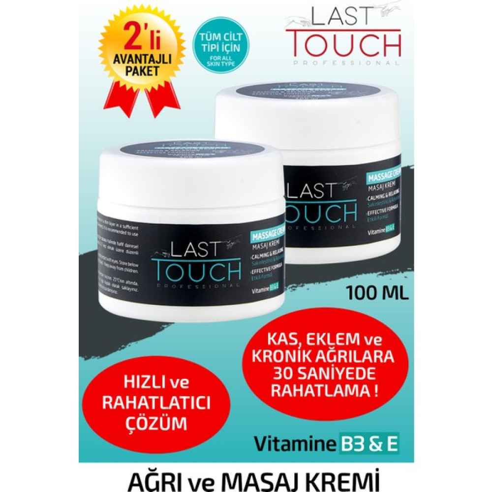 Last Touch 2'li Paket Ağrı ve Masaj Kremi 100 ml ( Kas, Eklem ve Kronik Ağrılar ) Vitamin B3 & E Bitkisel Yağlar Fiyatı