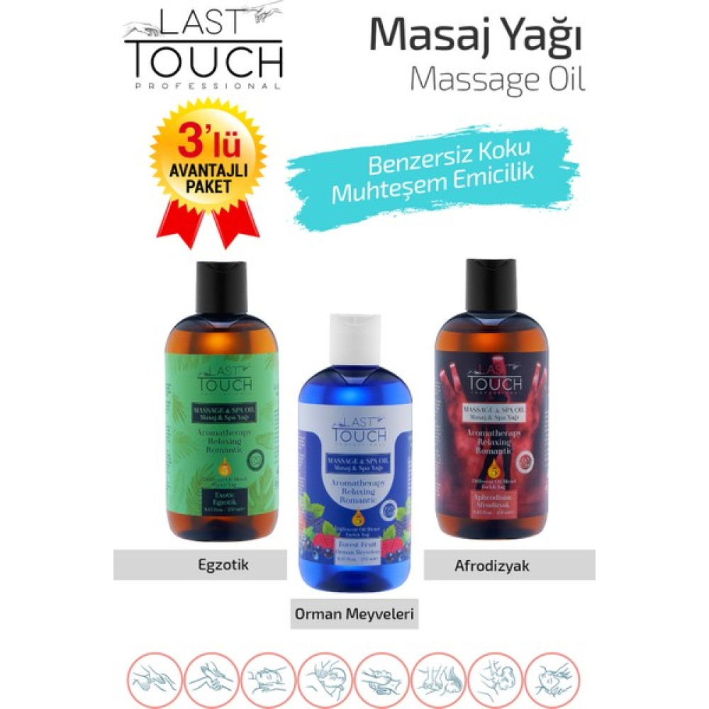 Last Touch Masaj Yağı Aromaterapi 3'Lü Seri Egzotik-Afrodizyak-Orman Bitkisel Yağlar Fiyatı