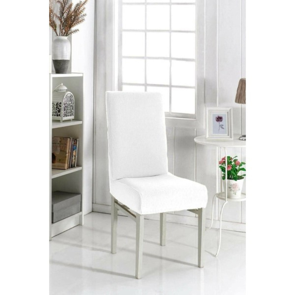 Lastikli Piti Kare, Esnek Sandalye Kılıfı - 100 x 100 cm - Beyaz Koltuk & Kanepe Örtüsü Fiyatı