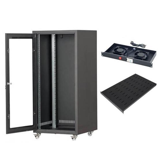 Lastvoice 19 inç 16U Tekerlekli Camlı Sabit Raf + Fan + Rack Kabinet
