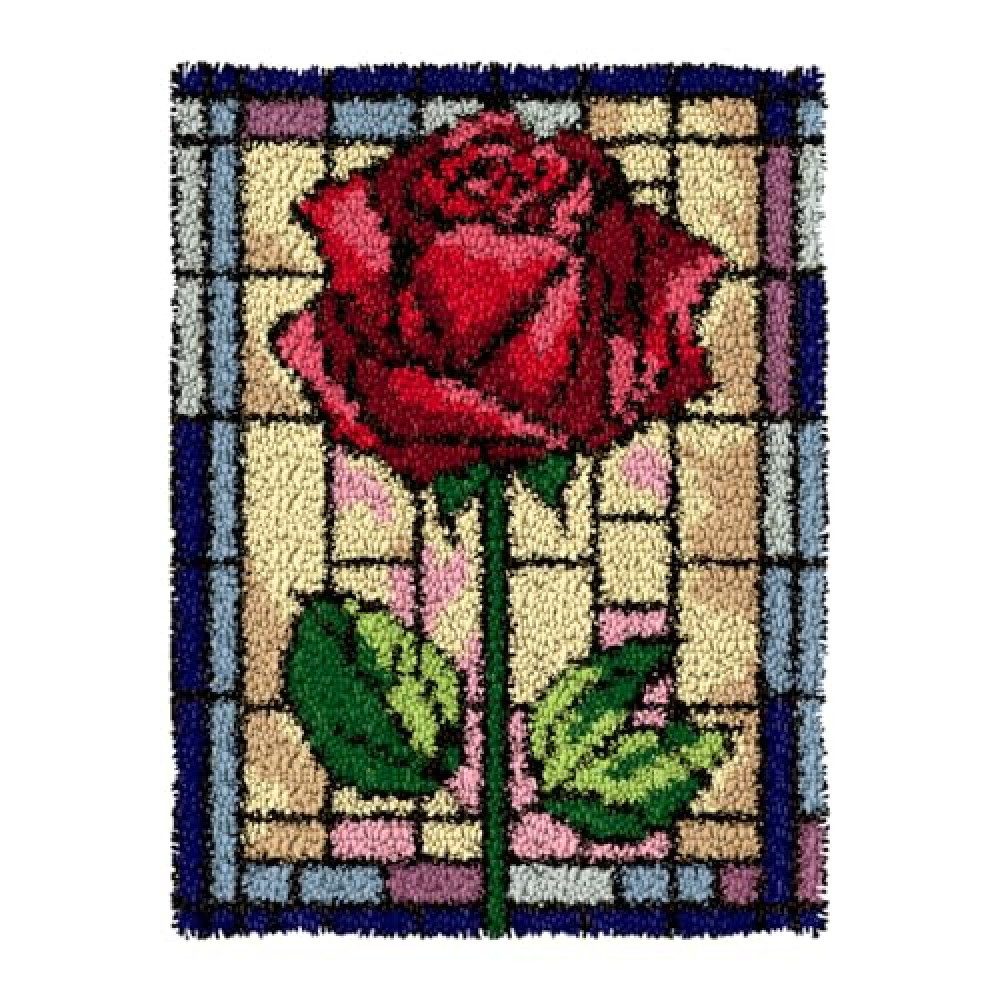 Latch Hook Kits for Adults Kids Rug Tapestry Kits with Printed Canvas DIY Embroidery Kits Festival Gifts Home Decoration (Flower)