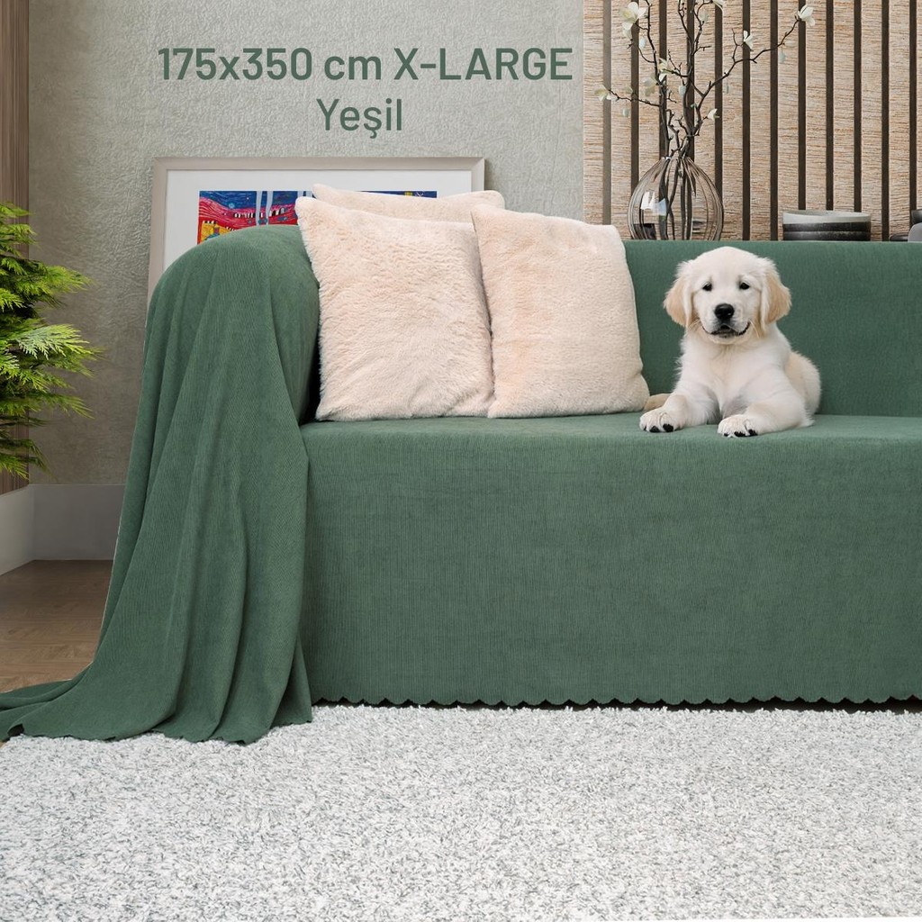 Latuda Concept Kaymaz Koltuk Örtüsü Çift Taraflı Mikrofiber Şönil 175X350 cm XLARGE- Yeşil – Kedi Köpek ve Çocuk Dostu - 175 x 350 cm Evcil Hayvan Ürünleri Fiyatı