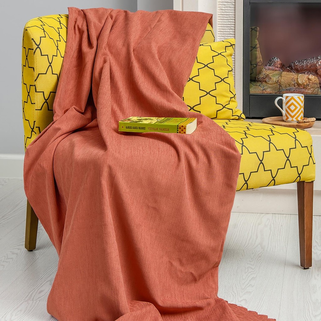 Latuda Concept Tekli Koltuk Örtüsü 110x175 (2 Adet) Berjer Çift Taraflı Kaymaz Şönil , Kiremit - 110 x 175 cm Tekli Koltuk & Berjer Fiyatı