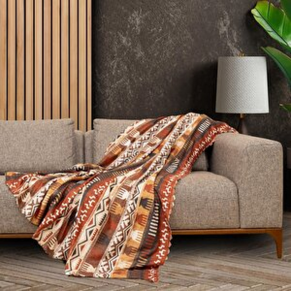Latuda Home Softmicro Etnik Desenli Boho 130x180 Cm Koltuk Örtüsü Şalı, Kanepe Örtüsü, Tv Battaniyesi Toprak Toprak Koltuk & Kanepe Örtüsü Fiyatı