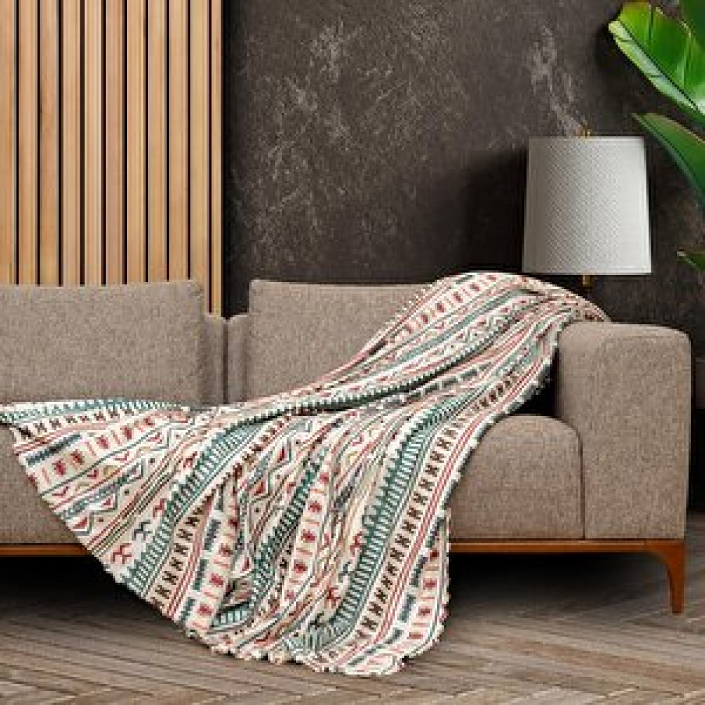 Latuda Home Softmicro Etnik Desenli Boho 130x180 Cm Koltuk Örtüsü Şalı, Kanepe Örtüsü, Tv Battaniyesi Turkuaz Turkuaz Koltuk & Kanepe Örtüsü Fiyatı