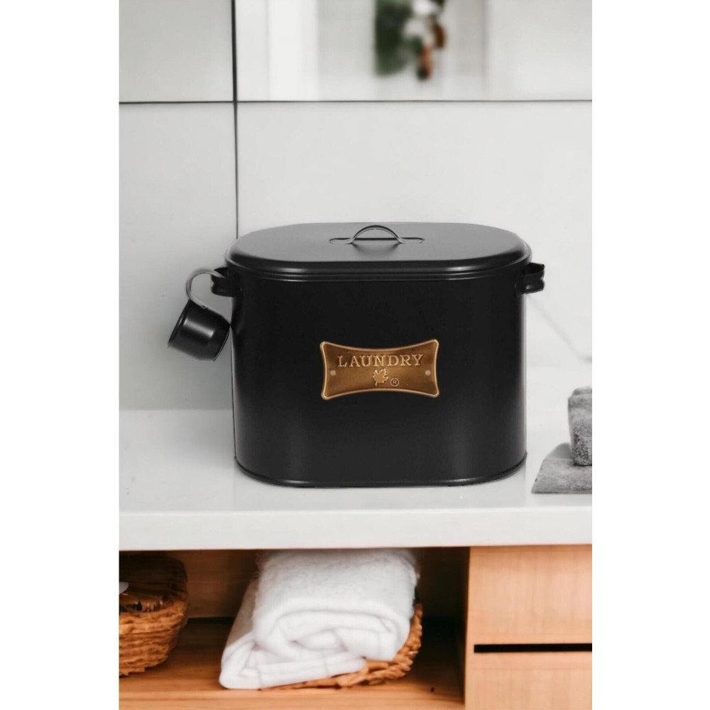 Laundry Metal Bölmeli Deterjan Kutusu - Siyah - 12 Lt Banyo Aksesuarları Fiyatı