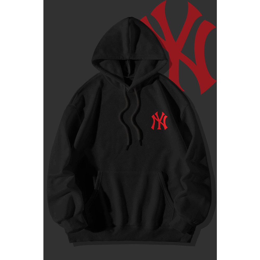 Laundry Ny Baskılı Unisex Siyah Kanguru Cepli Kapüşonlu Sweatshirt Hoodie S Beden Bayan Sweatshirt Fiyatı