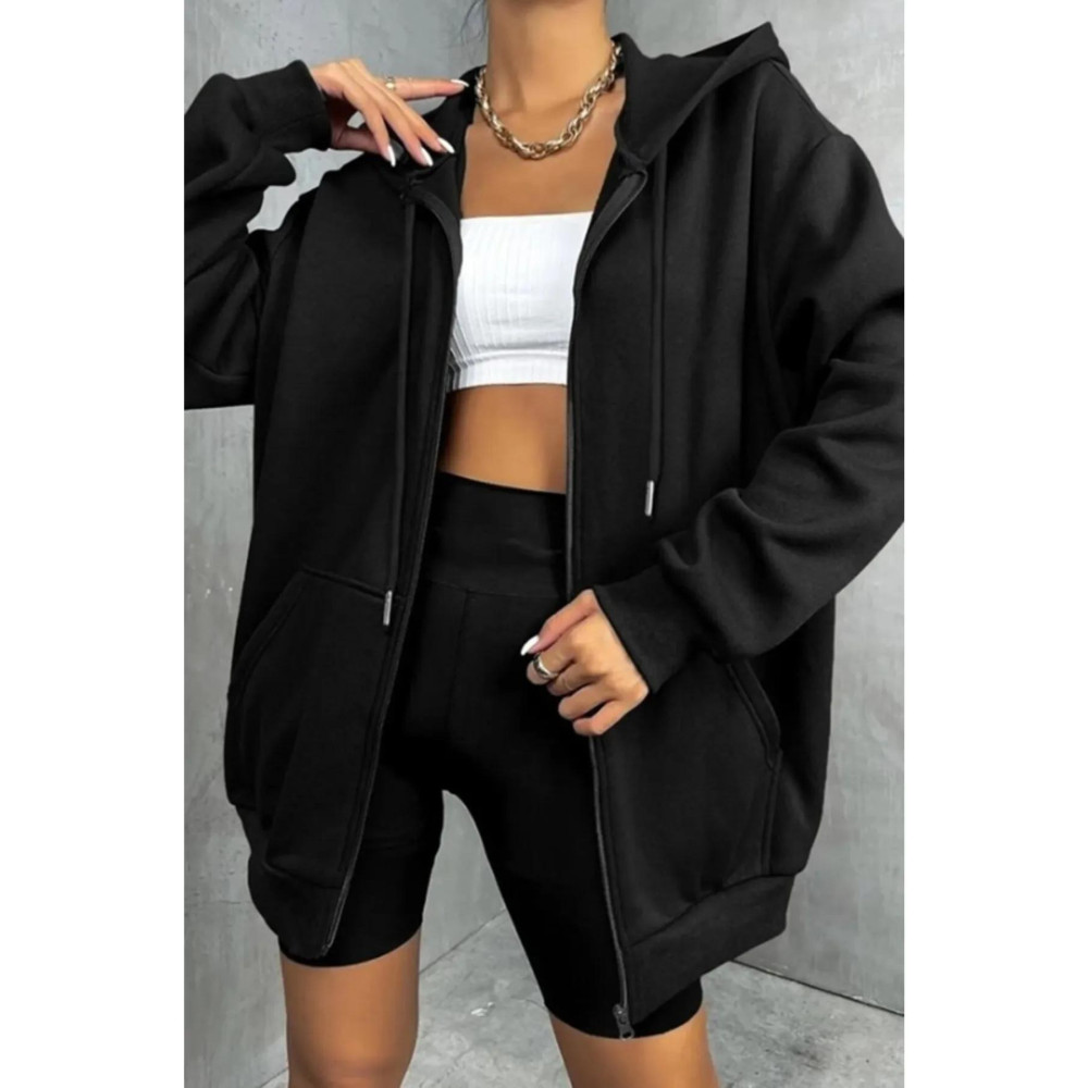 Laundry Siyah Kapüşonlu Fermuarlı Unisex Mevsimlik Sweatshirt L Beden Bayan Sweatshirt Fiyatı