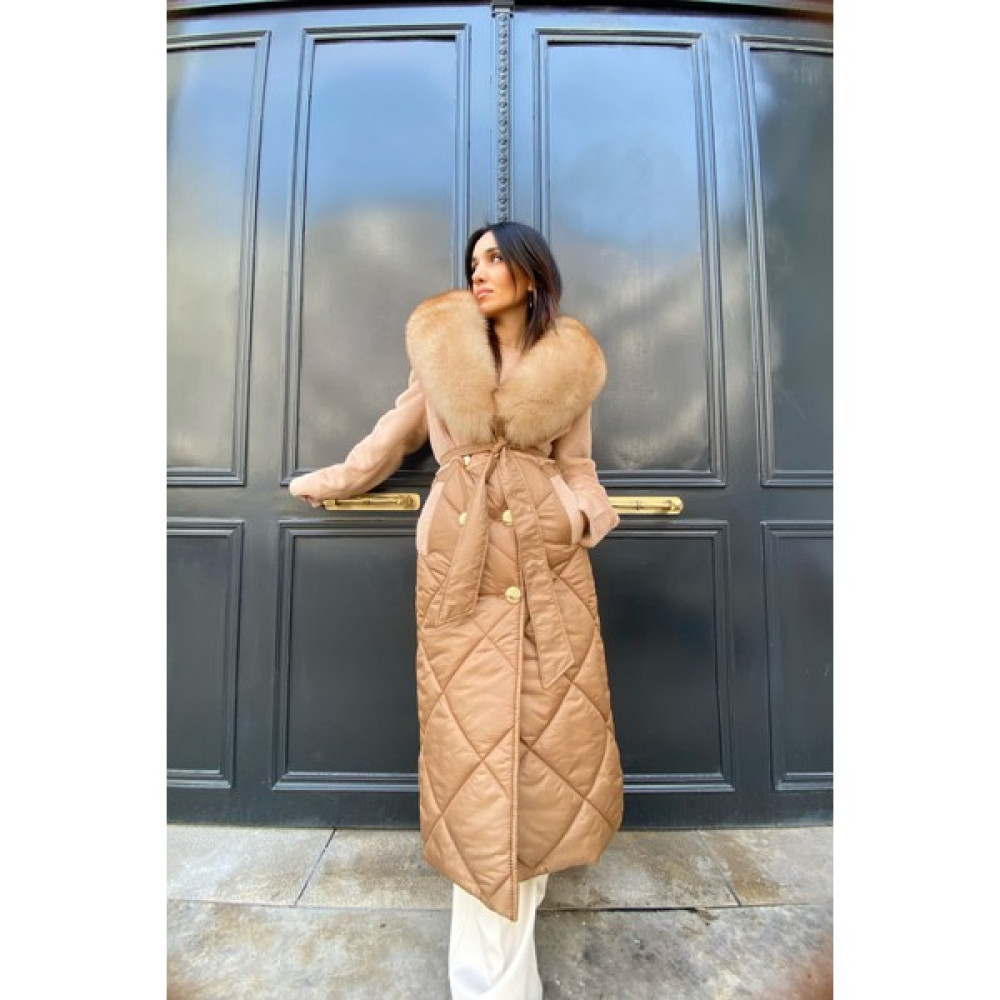Lava Design Alcantara Kaban & Kürklü Kaban Kadın Kaban Model Bej Kadın Kaban Fiyatı