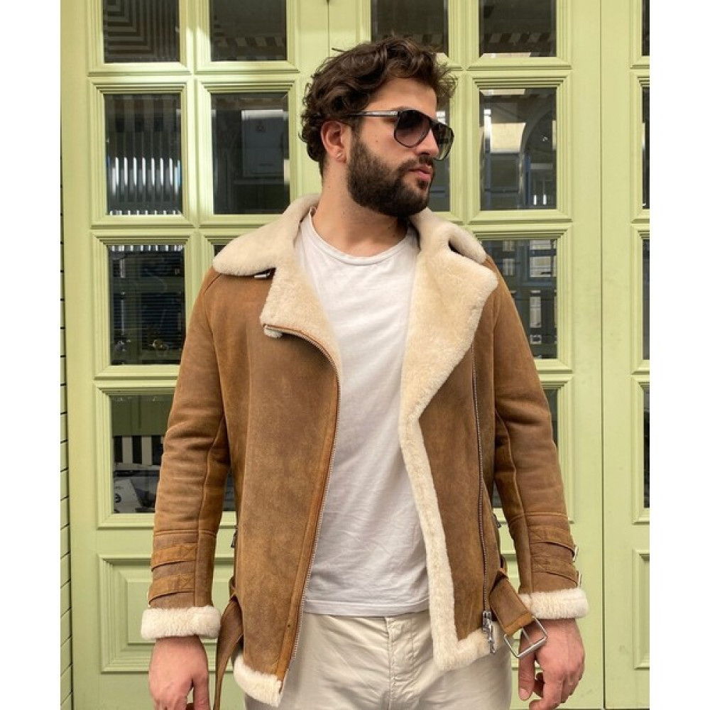 Lava Design Deri Ceket & Kürklü Ceket Erkek Pilot Model Kahverengi Ceket Erkek Ceket Fiyatı