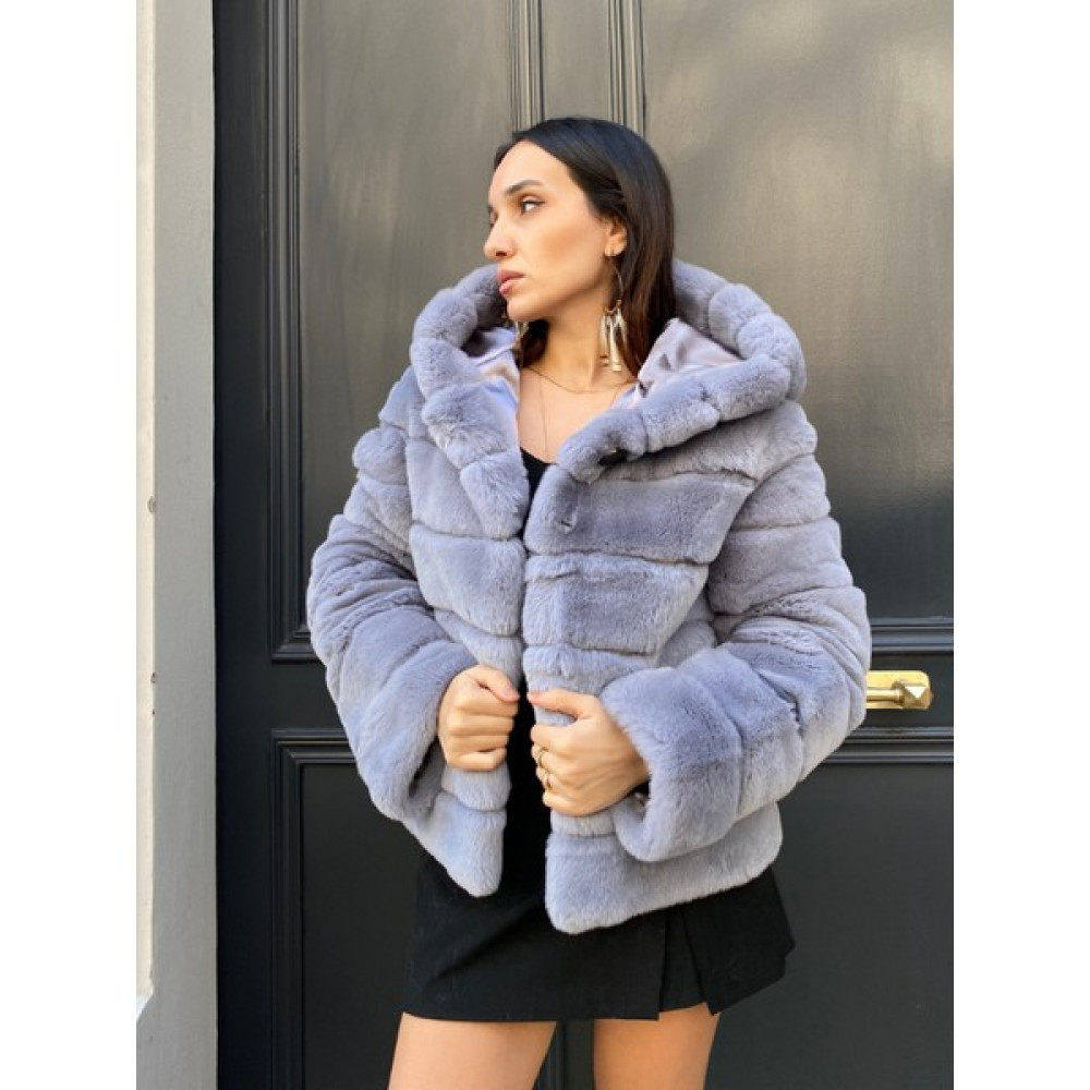 Lava Design Kürk Ceket & Hakiki Kadın Ceket Oversize Model Gri Bayan Ceket Fiyatı