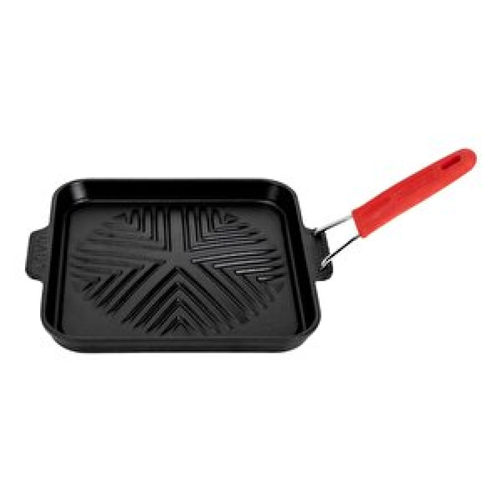 Lava Döküm Kare Sığ Izgara Tavası Snow Serisi Silikon Tel Saplı Ölçü 24x24cm. Kırmızı Mangal & Barbekü Malzemeleri Fiyatı