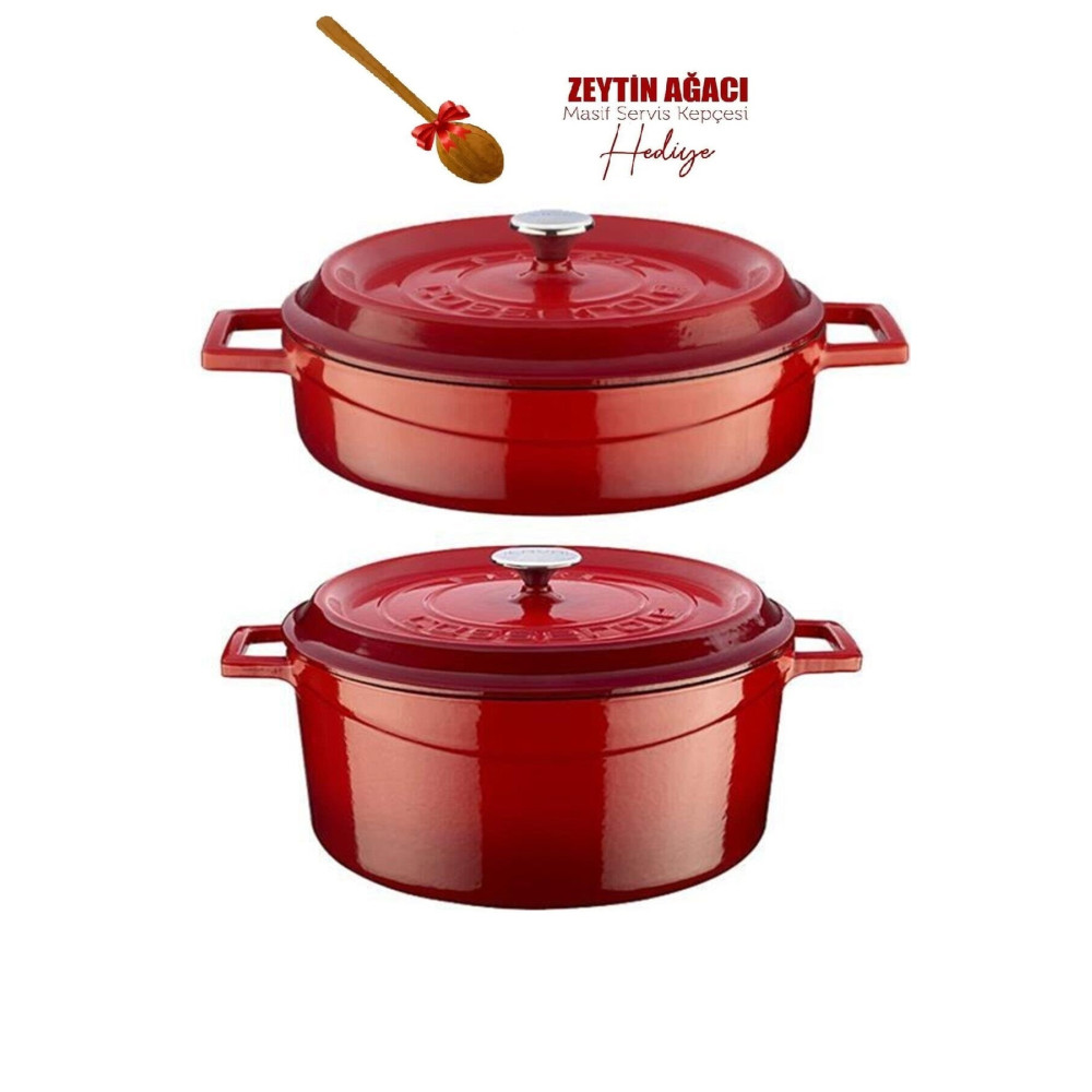 Lava Trendy Döküm 2 Li Tencere Set 28cm Derin Basık Kırmızı Tencere / Tava Setleri Fiyatı